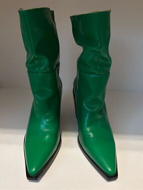 Azalea Wang Esperanza Green Mid-Calf Pointed Western Boots Women Size 10